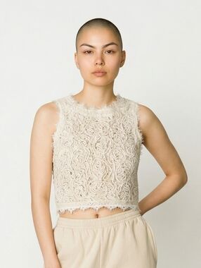 Sans Souci White Lace Crop Tank